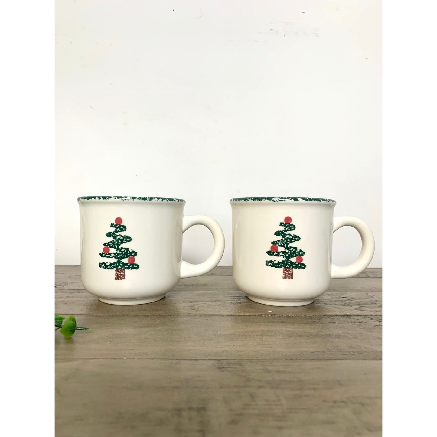 Vintage Furio Italy Christmas Tree Mugs Pair Ceramic Holiday Collectible Cups