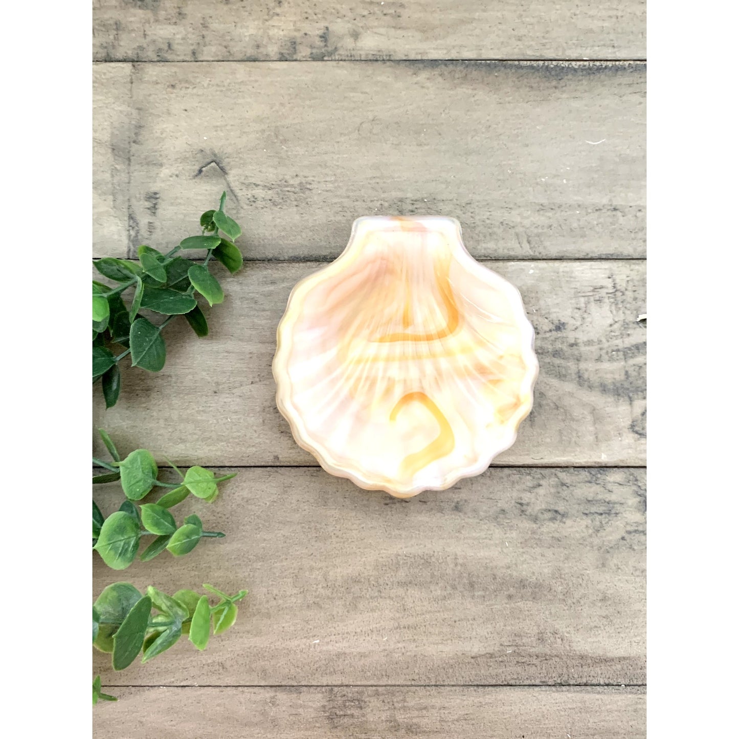 Slag Glass Clam Shell Dish Vintage Swirled Pastel Trinket Bowl Seashell Coastal