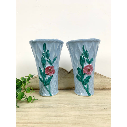 Vintage Morton Pottery Wall Pockets Ceramic Pair Mid Century Wall Planters Vases