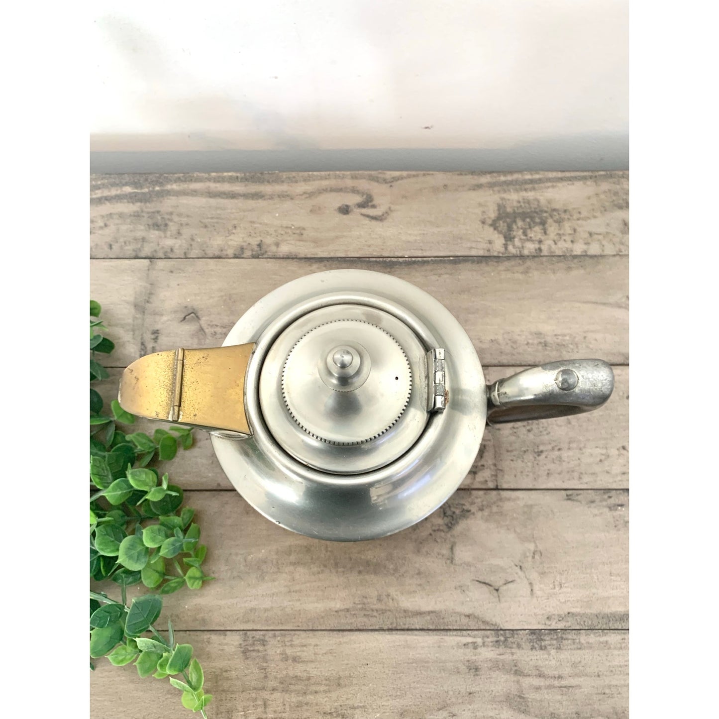 Vintage Manning Bowman Copper Teapot Coffee Pot Kettle Pewter Lid Rustic Cottage