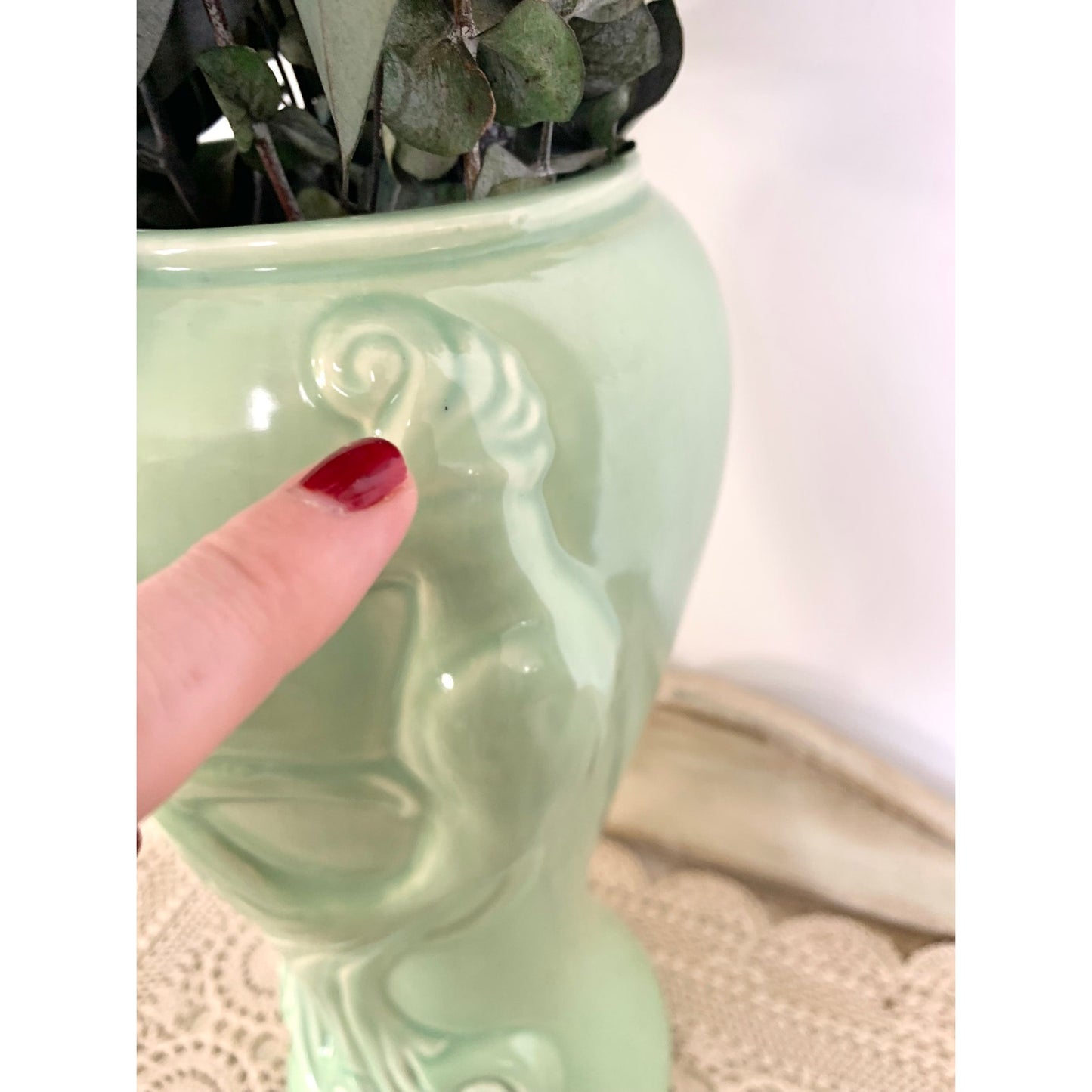 Vintage West Coast Pottery Green Bird Vase Art Deco Style Ceramic 12 Inch