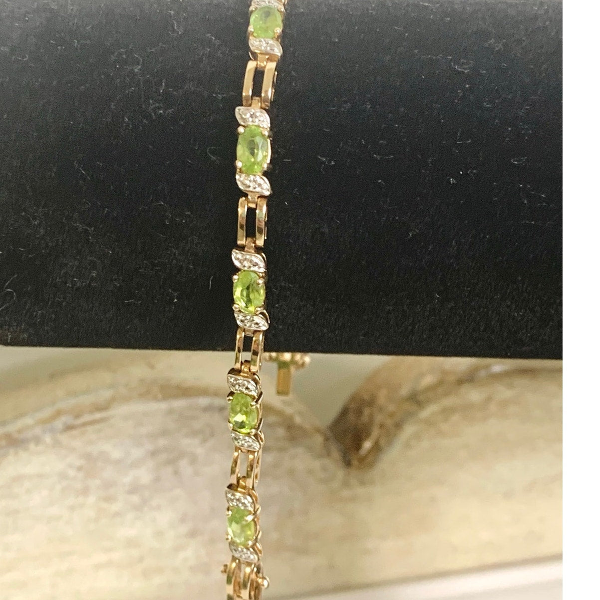 Vintage Ross Simons Peridot Tennis Bracelet Sterling Silver Gold Vermeil Elegant