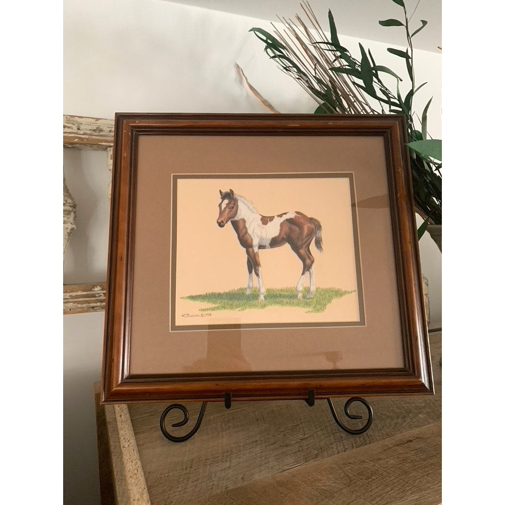 Vintage Limited Edition Horse Print Framed Signed 1998 Karen Thumm Equestrian Art