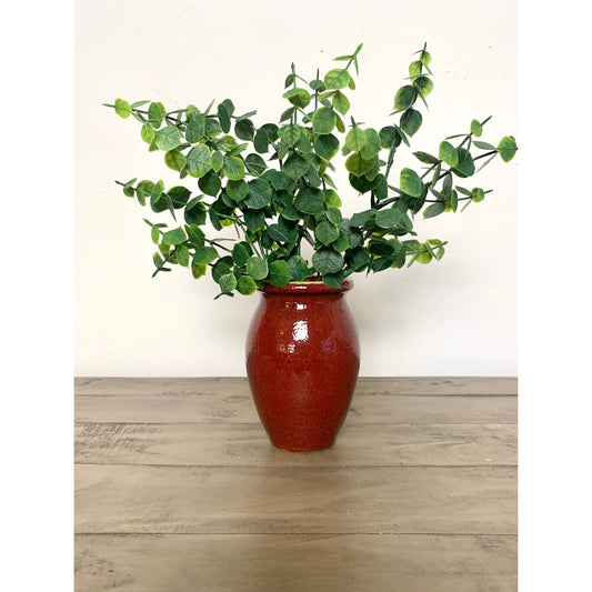 Vintage Studio Pottery Red Glaze Vase Rustic Handmade Decor Cottage Earthy Primitive