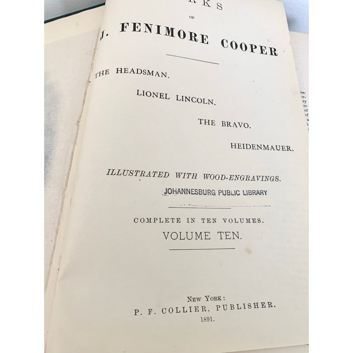 Antique 1891 James Fenimore Cooper Works Seven Volume Blue Gilt Book Set