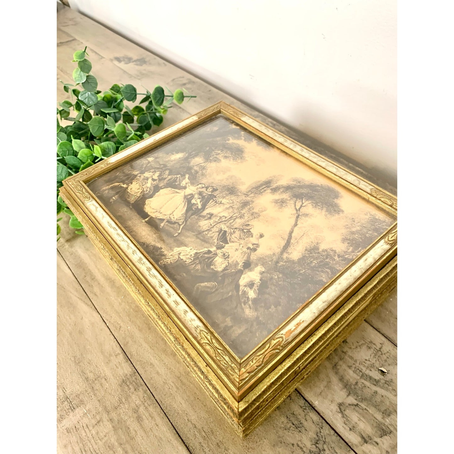 Vintage Victorian Style Parlor Box Gilded Courting Couple Trinket Romantic Jewelry Box