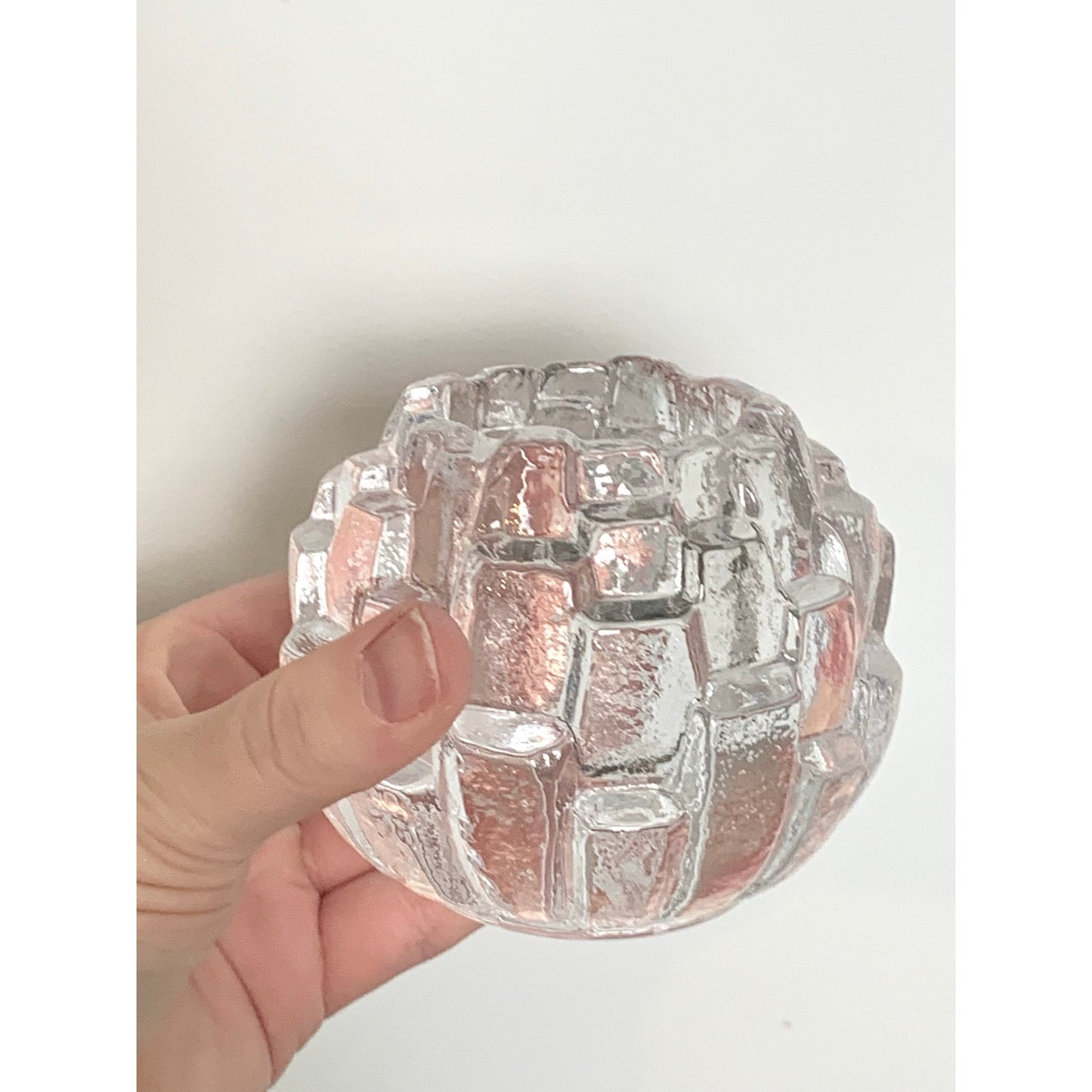 Vintage Kosta Boda Igloo Clear Crystal Glass Candle Votive – Swedish Art Glass 1970s