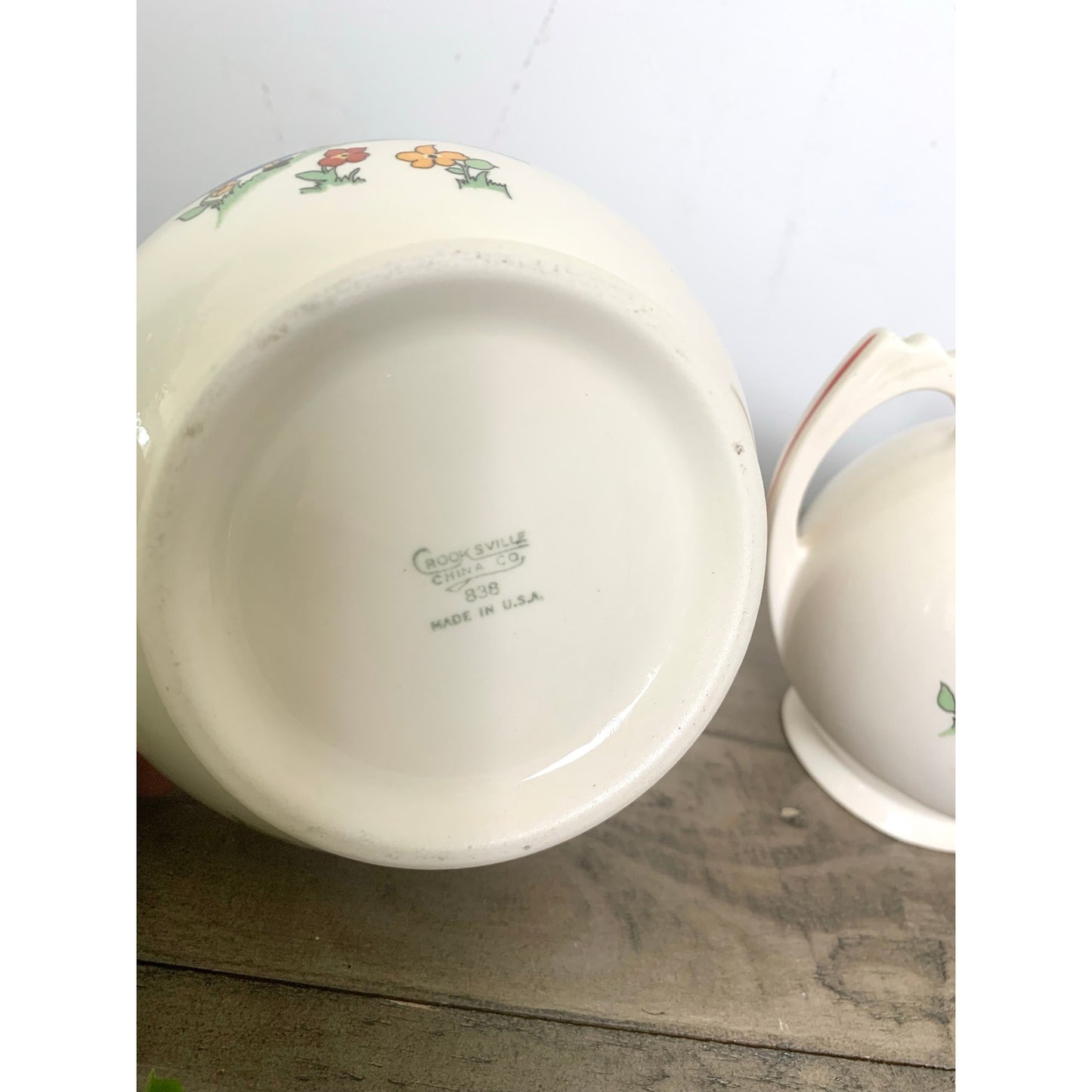 Vintage Crooksville China Co 3pc Creamer & Sugar Set Hand Painted Dutch Children