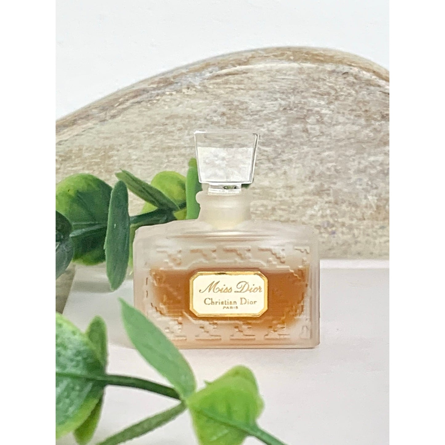 Vintage Christian Dior Miss Dior Miniature Perfume Splash Bottle Frosted Glass