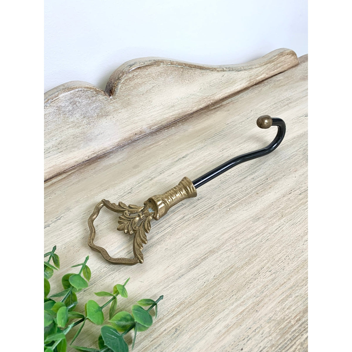 Vintage Brass Curtain Tieback Hook Ornate Black Metal Drapery Holdback Wall Mount