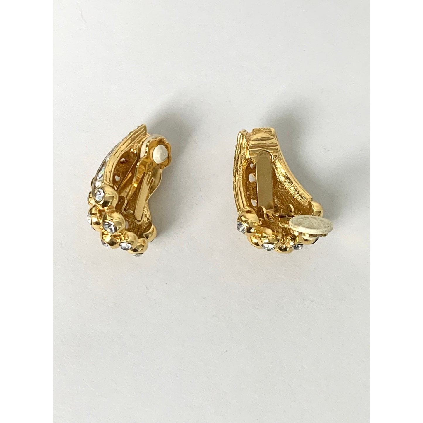 Elizabeth Taylor Avon Evening Star Clip On Earrings Vintage Rhinestone Goldtone Elegant