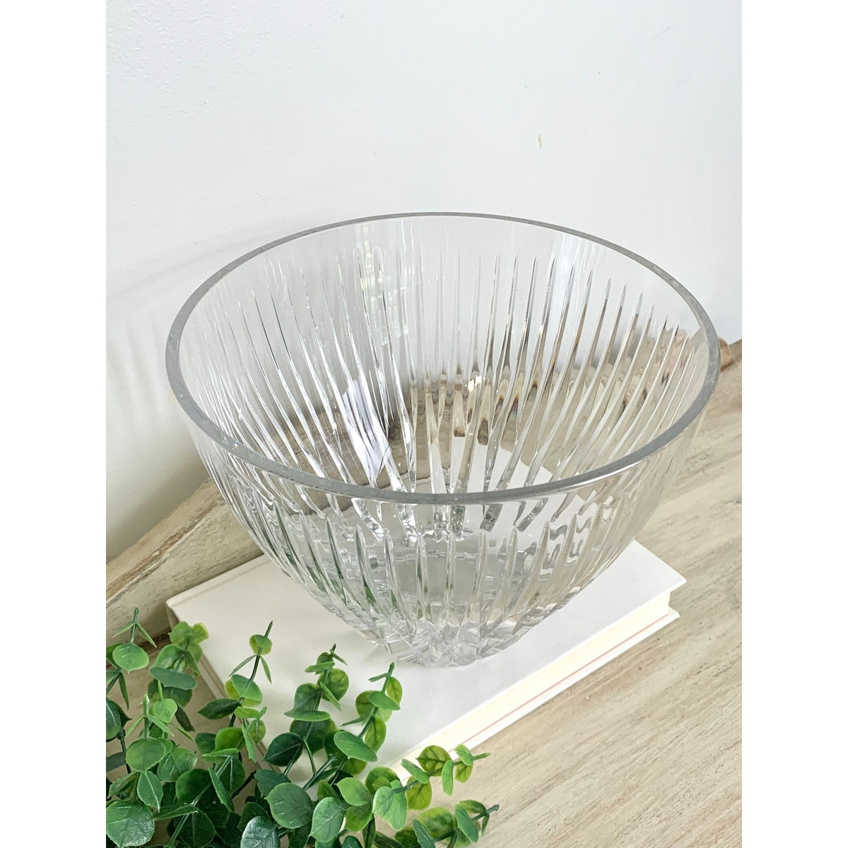Vintage Josair Yugoslavia Lead Crystal Bowl Large Cut Glass Centerpiece Elegant
