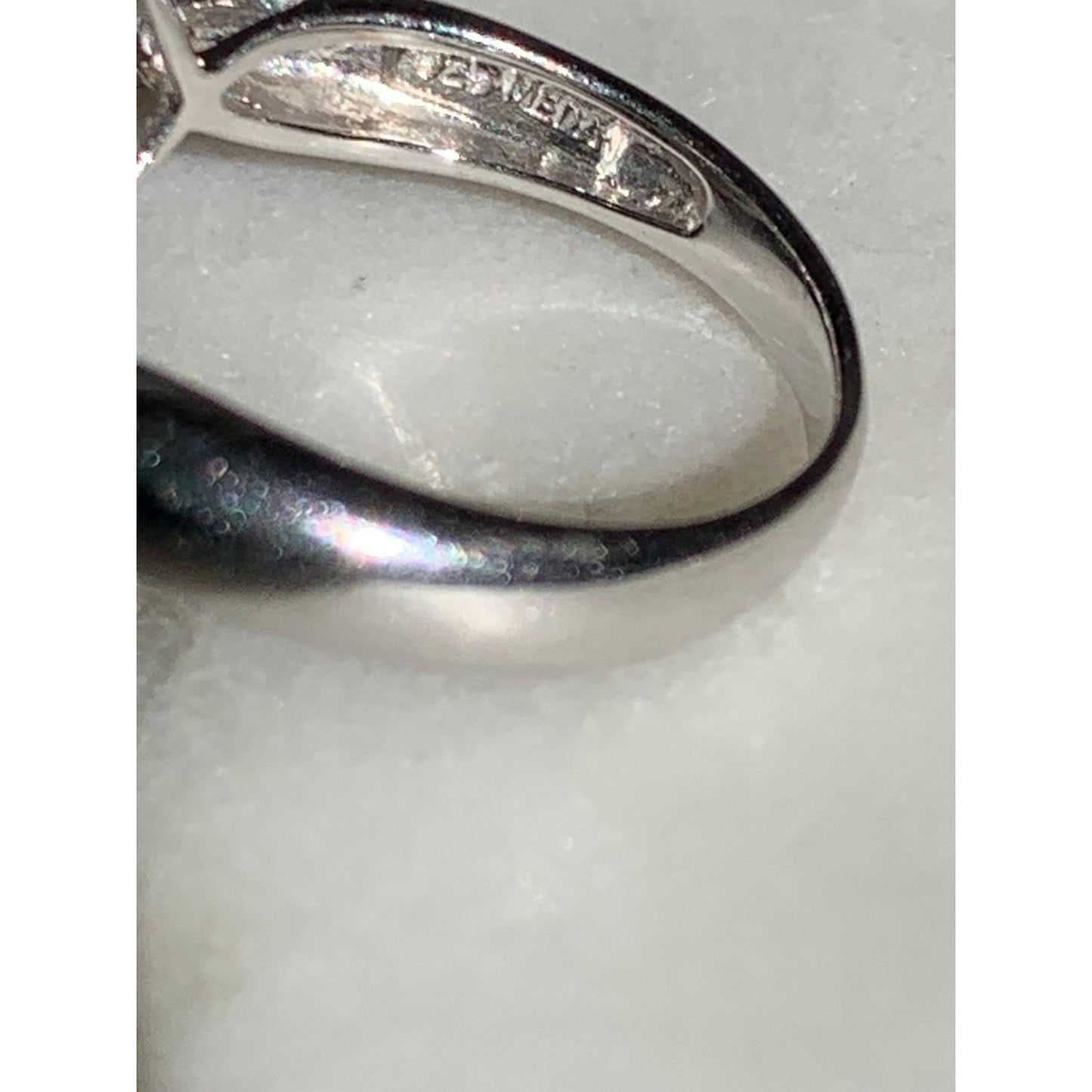 Sterling Silver Princess Cut Yellow and Clear Cubic Zirconia Ring Size 5.25 925