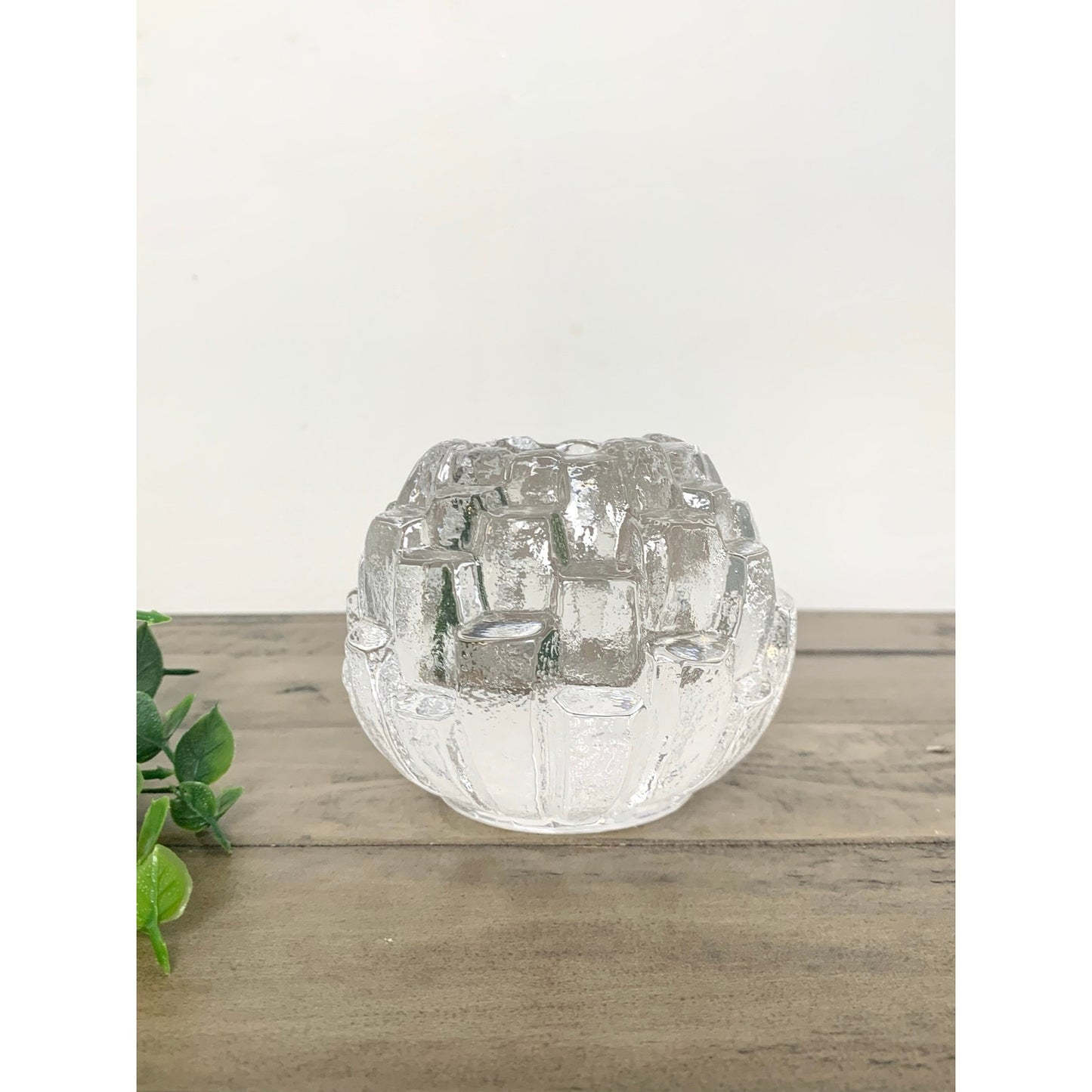 Vintage Kosta Boda Igloo Clear Crystal Glass Candle Votive – Swedish Art Glass 1970s