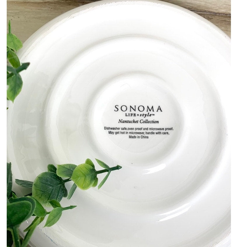 Sonoma Nantucket Pie Dish Red White Blue Ceramic Baking Dish Americana Decor