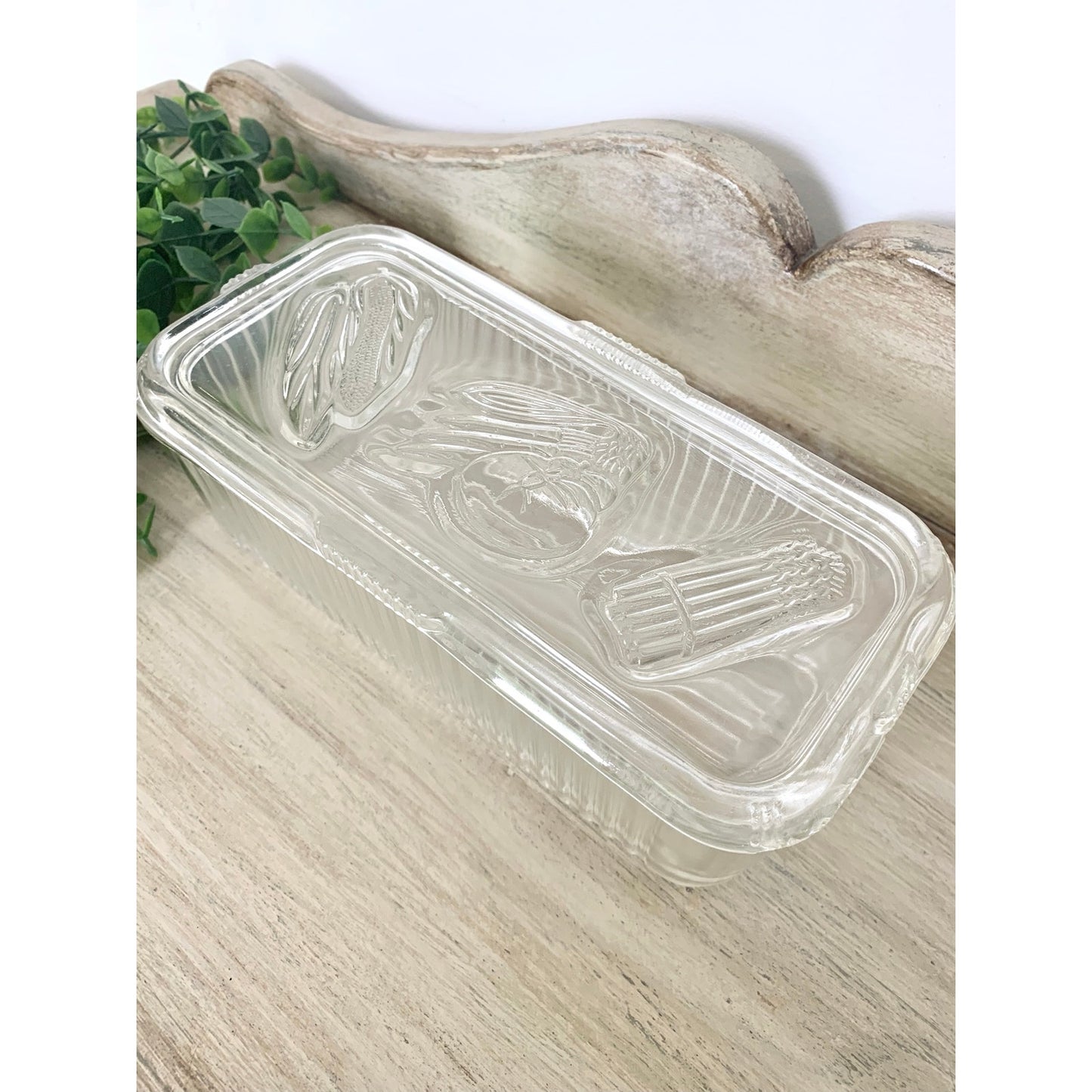Vintage Federal Glass Refrigerator Dish Lidded Glass Storage Container Retro Vegetable Dish