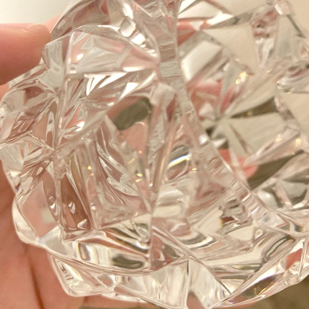 Tiffany & Co. Crystal Faceted Candle Votive Holder – Signed Clear Rock Cut Glass