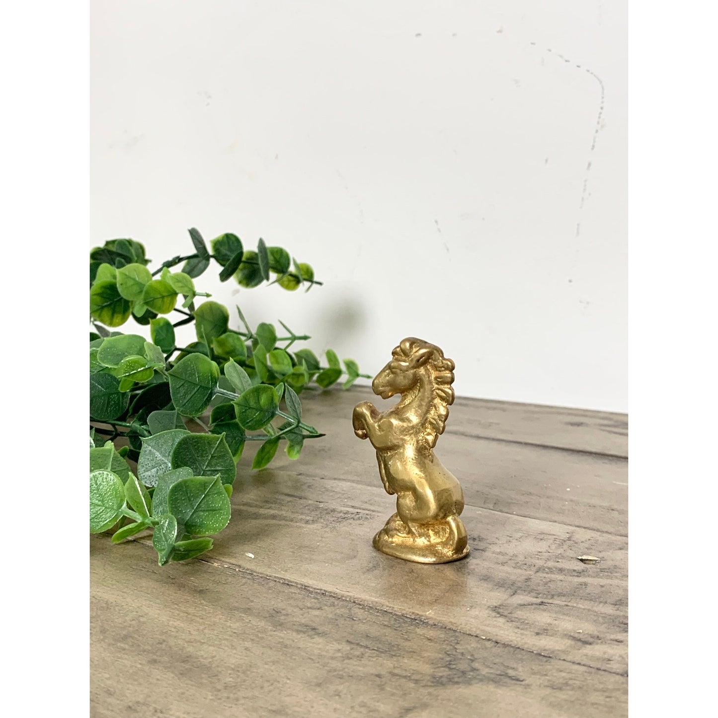 Vintage Solid Brass Miniature Rearing Horse Figurine Equestrian Collectible