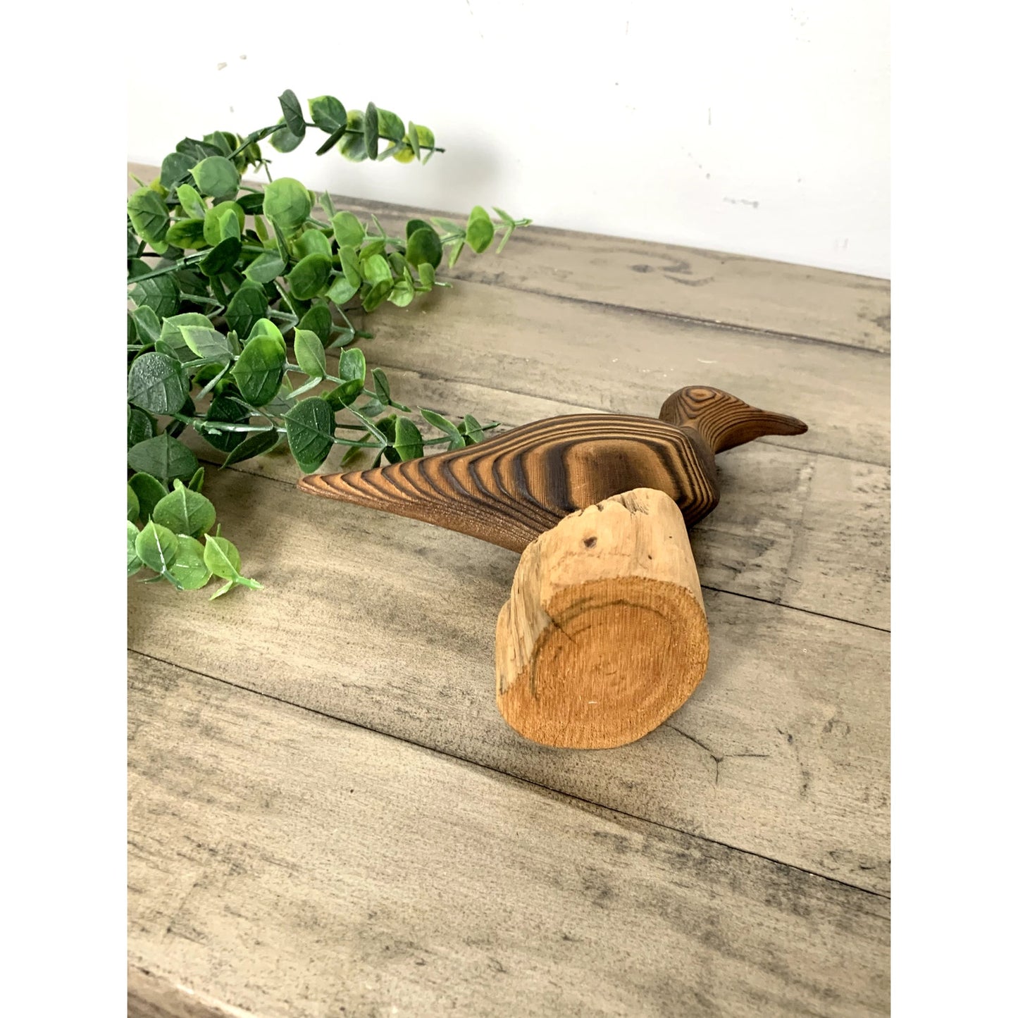 Vintage Hand-Carved Wooden Shorebird Figurine Rustic Coastal Bird Cottage Cabin