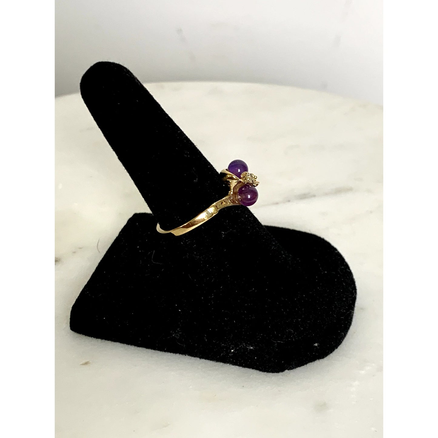 Vintage Gold Plated Amethyst & CZ Accent Ring Women's Size 6.25 Dainty Feminine