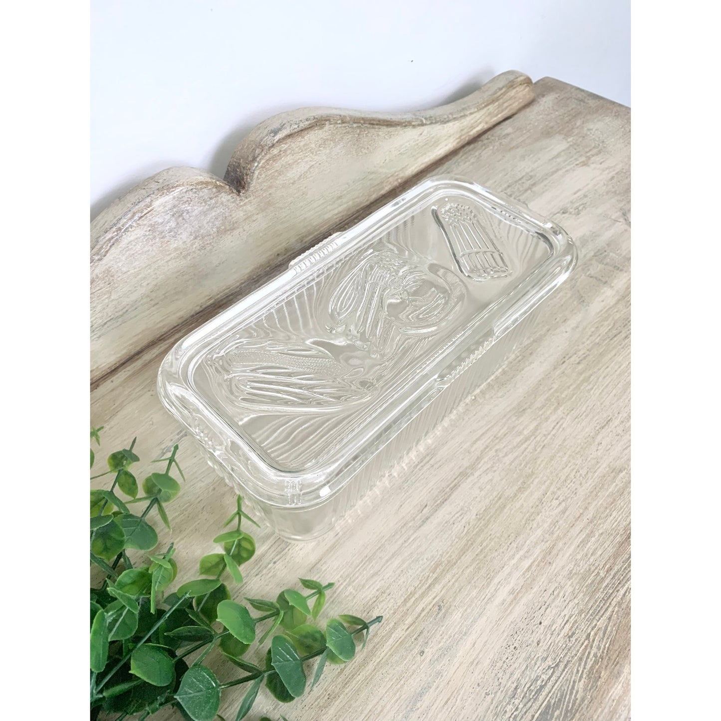 Vintage Federal Glass Refrigerator Dish Lidded Glass Storage Container Retro Vegetable Dish