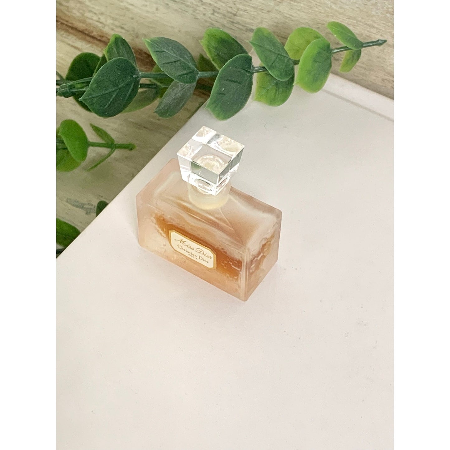 Vintage Christian Dior Miss Dior Miniature Perfume Splash Bottle Frosted Glass