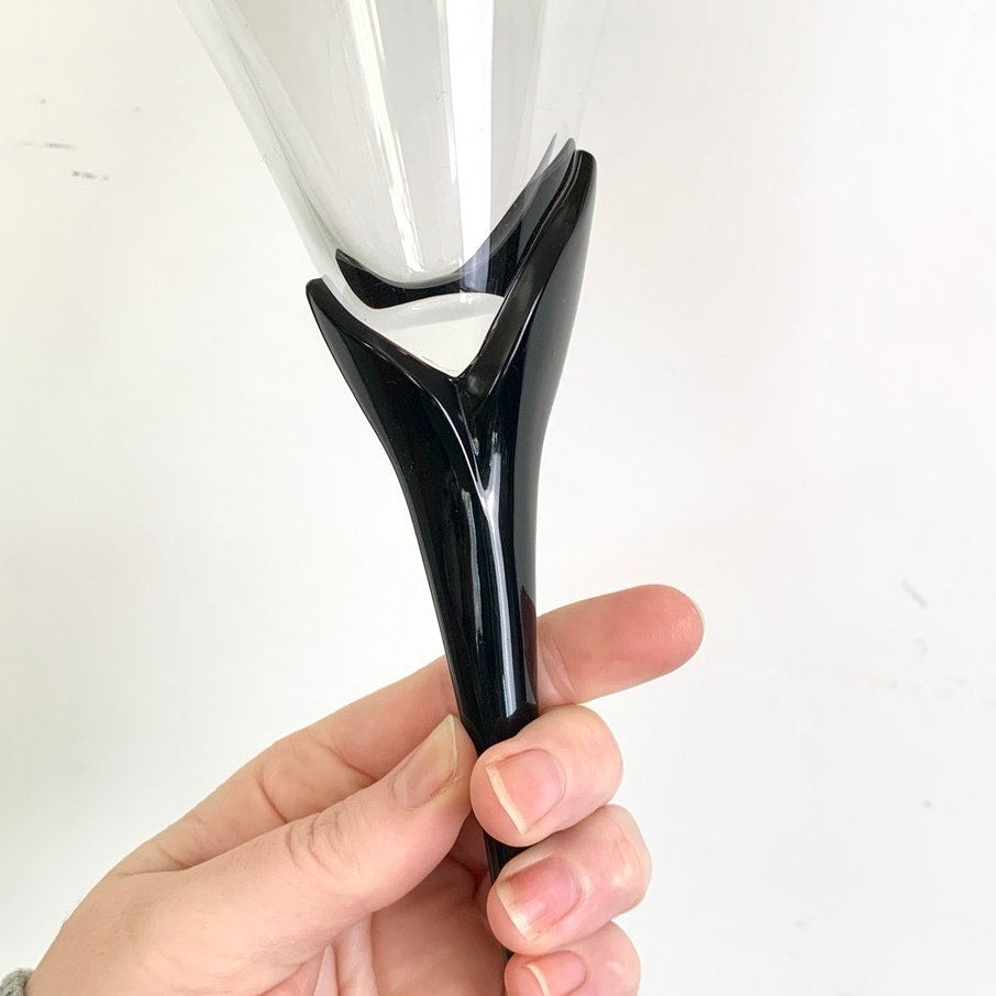 Vintage Mikasa Vogue Onyx Martini Glasses Set of 3 Black Stem Cocktail Glasses Barware Elegant