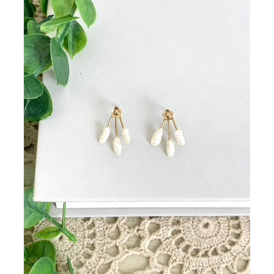 Vintage 14K Gold Filled Freshwater Pearl Drop Earrings Post Back Dainty Gold Jewelry
