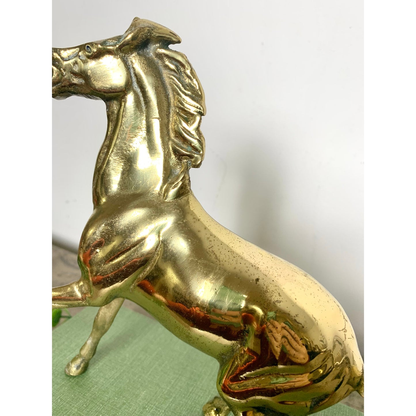 Vintage Solid Brass Horse Figurine Statue Equestrian Stallion Statue Mid Century