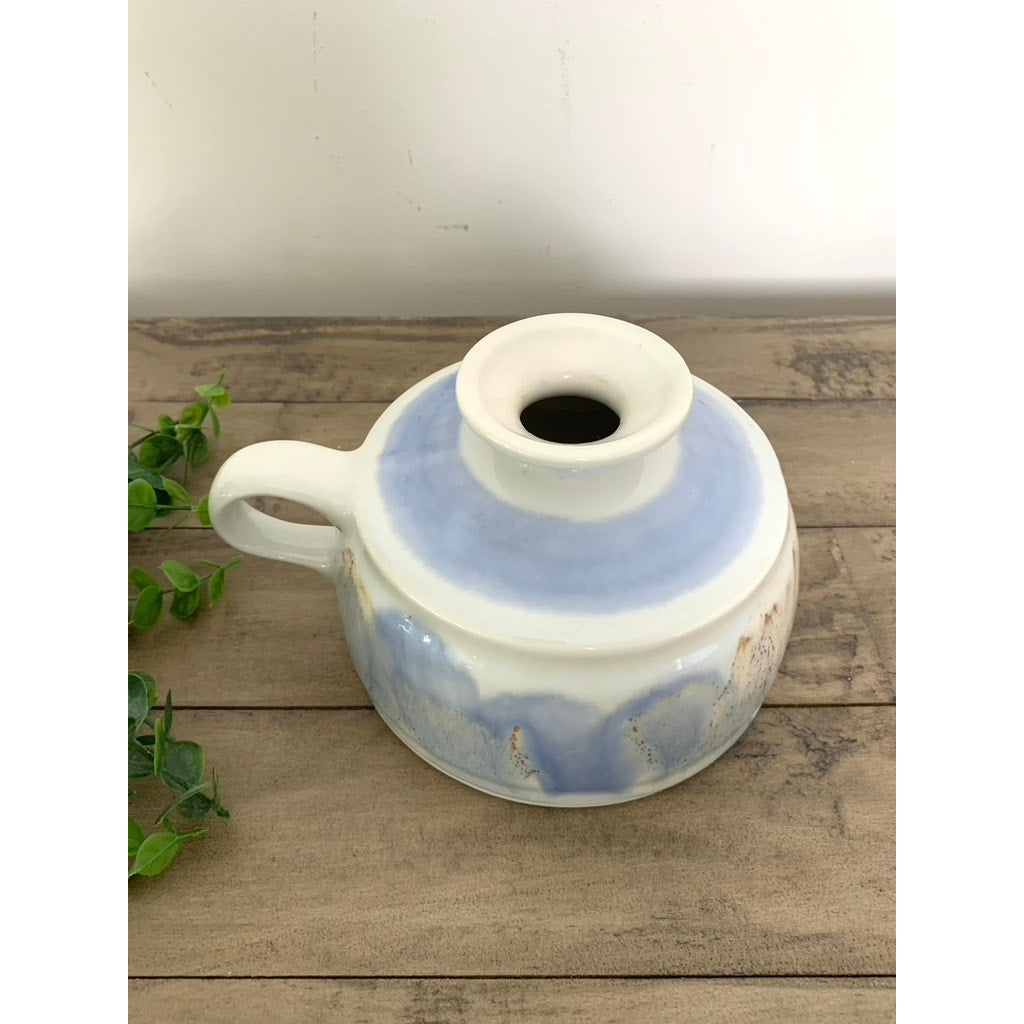 Kravec Studios Art Pottery Vase Oil Lamp Candleholder Signed Ceramic Jug Cottage