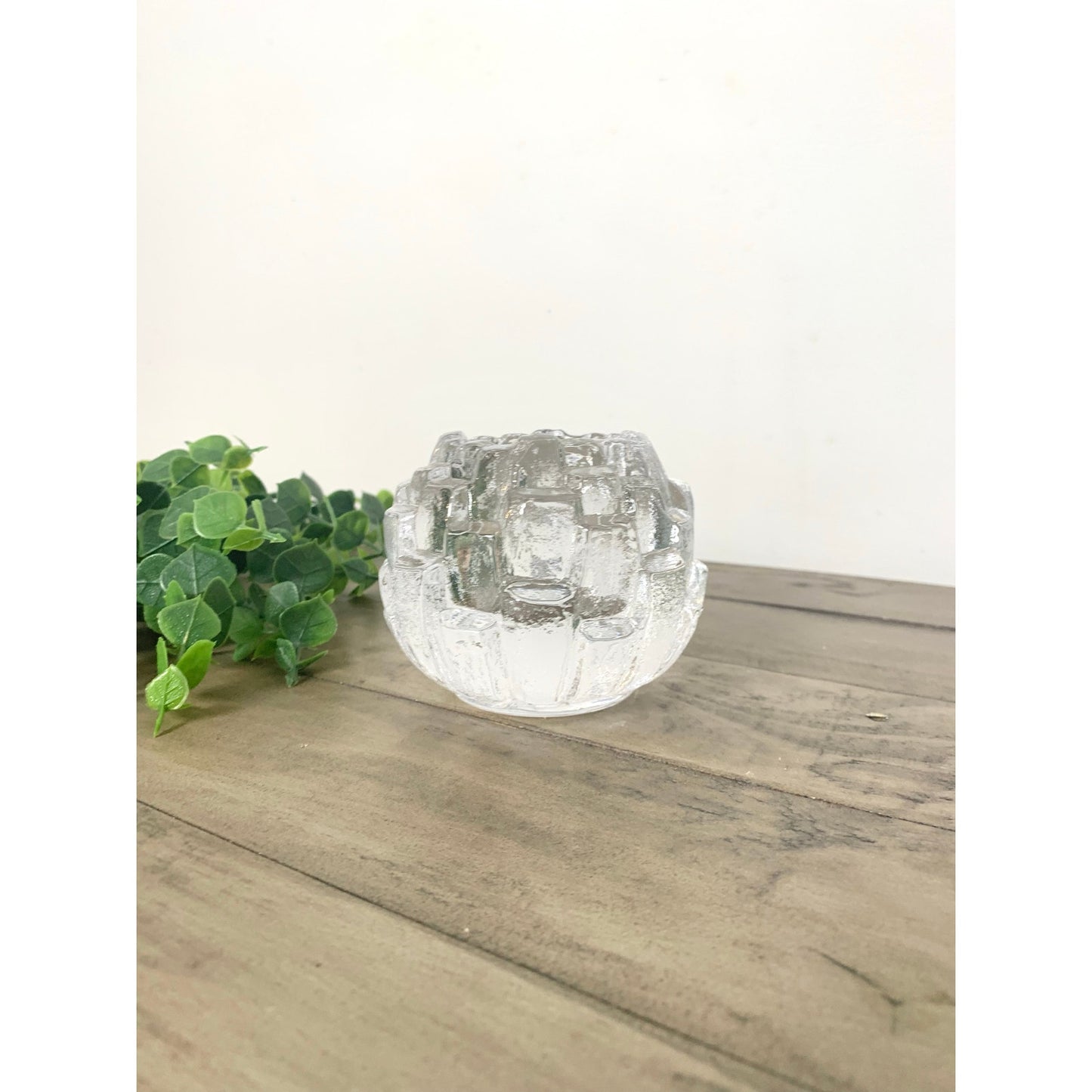 Vintage Kosta Boda Igloo Clear Crystal Glass Candle Votive – Swedish Art Glass 1970s