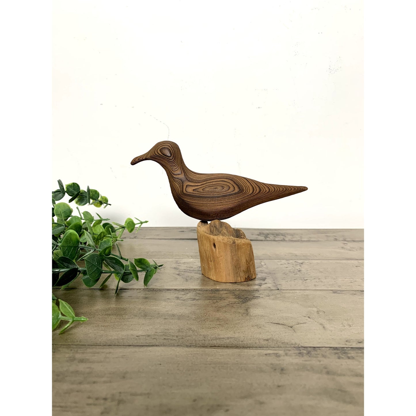 Vintage Hand-Carved Wooden Shorebird Figurine Rustic Coastal Bird Cottage Cabin