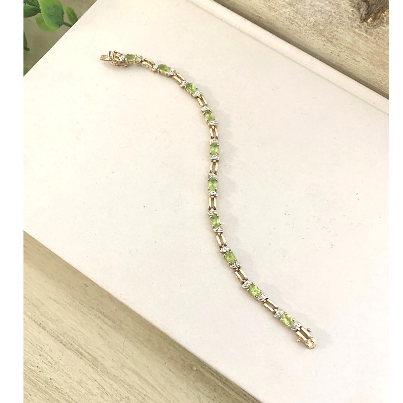 Vintage Ross Simons Peridot Tennis Bracelet Sterling Silver Gold Vermeil Elegant