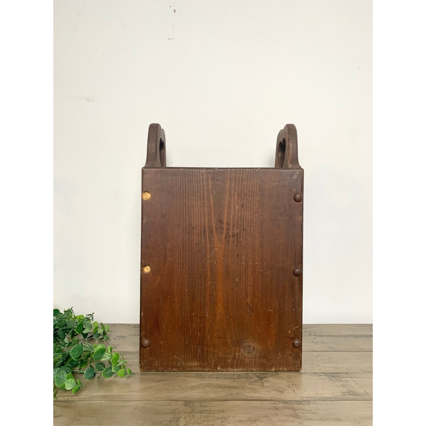 Vintage Wood Heart Cutout Umbrella Stand Magazine Holder Primitive Farmhouse Feminine Rustic