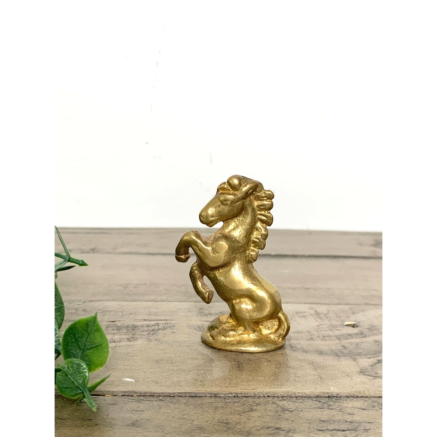 Vintage Solid Brass Miniature Rearing Horse Figurine Equestrian Collectible