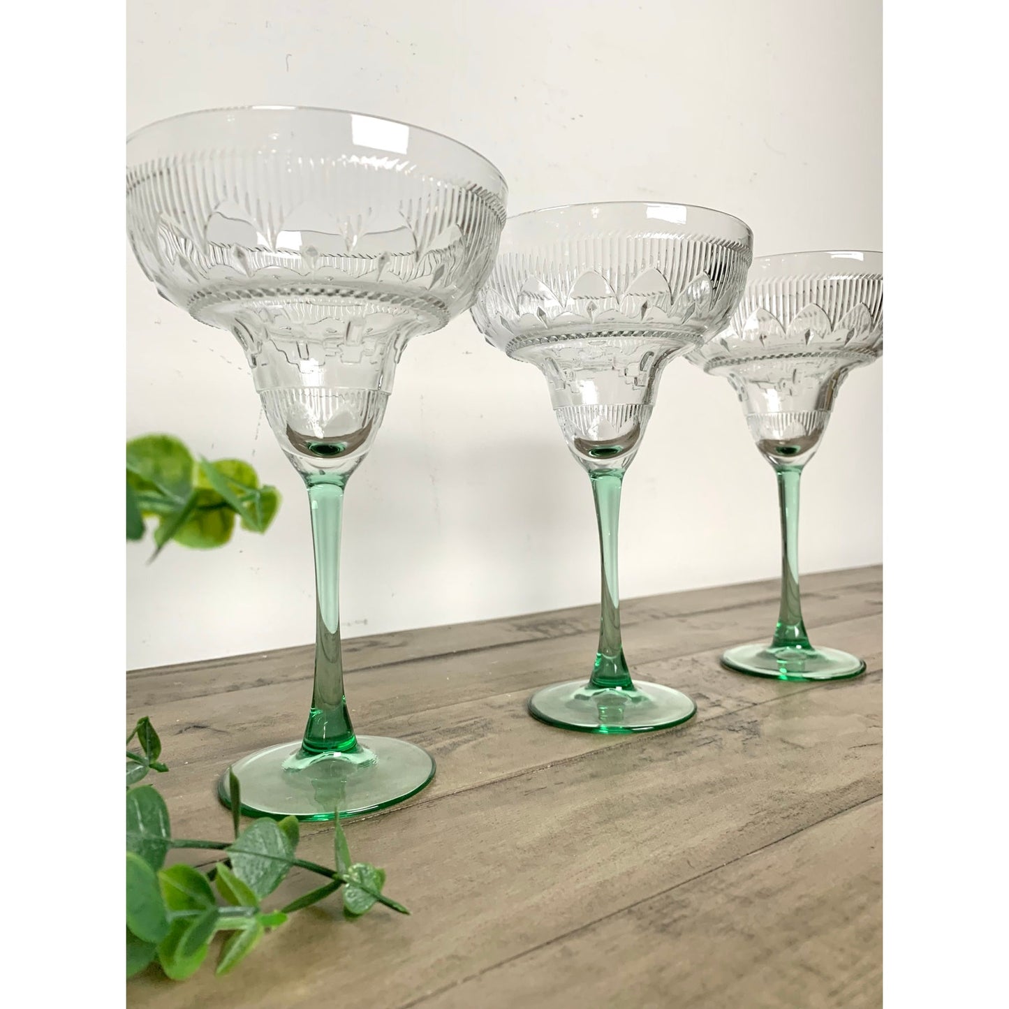 Set of 3 Vintage Glass Margarita Glasses Sombrero by Cristal D’Arques-Durand