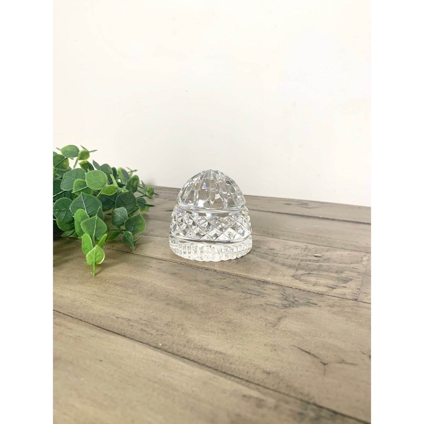 Vintage Cut Crystal Glass Dome Paperweight – Diamond Cut Clear Glass Sparkling Accent