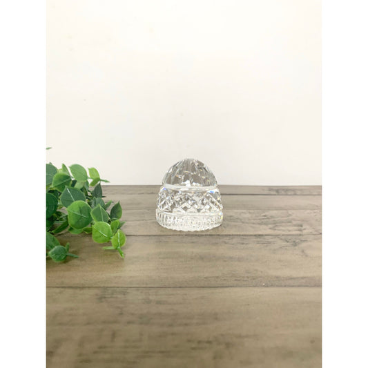 Vintage Cut Crystal Glass Dome Paperweight – Diamond Cut Clear Glass Sparkling Accent