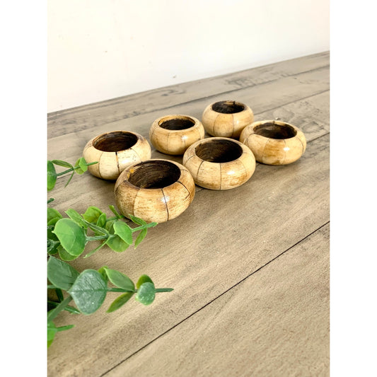 Vintage Camel Bone Napkin Rings Set of 6 Boho Table Decor Natural Rustic Dining