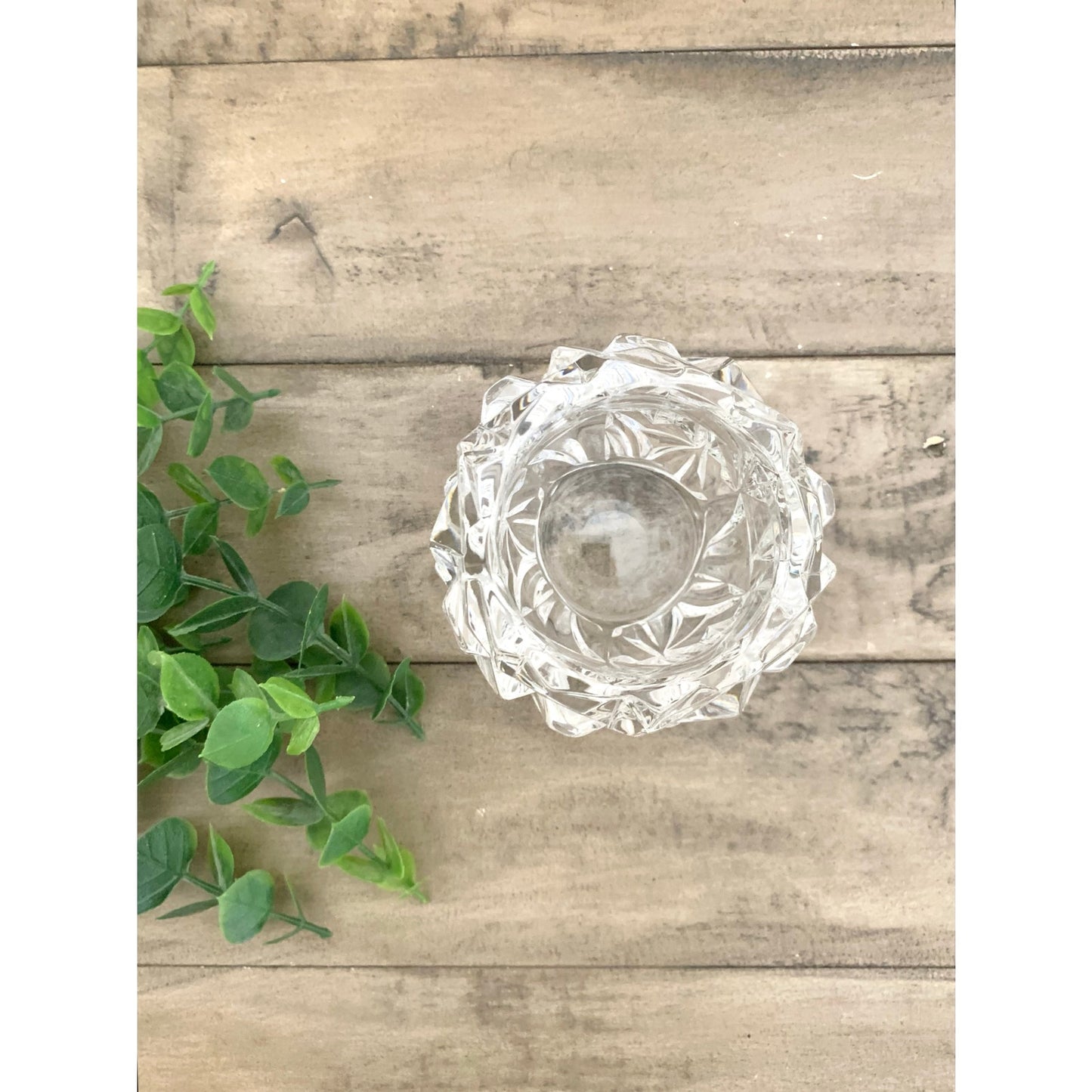 Tiffany & Co. Crystal Faceted Candle Votive Holder – Signed Clear Rock Cut Glass