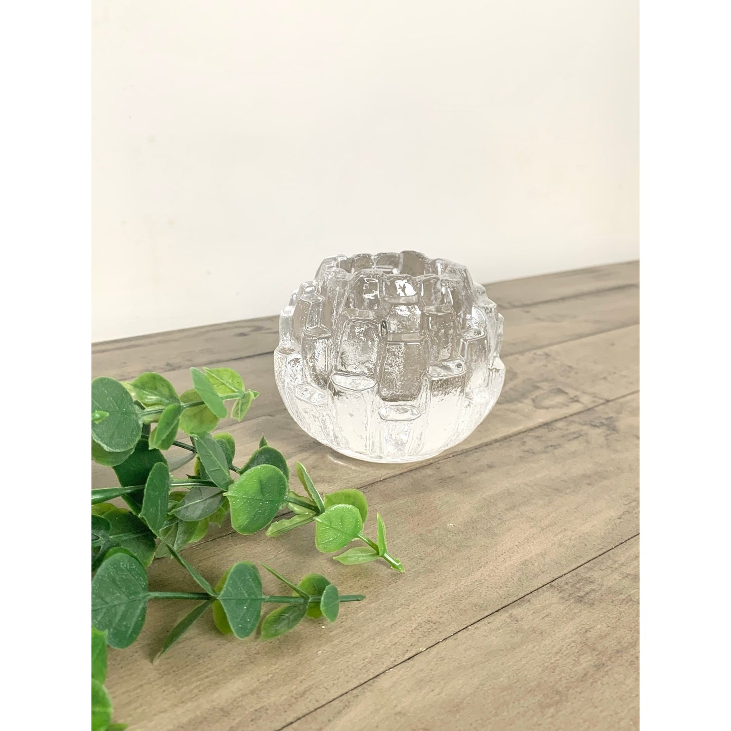 Vintage Kosta Boda Igloo Clear Crystal Glass Candle Votive – Swedish Art Glass 1970s