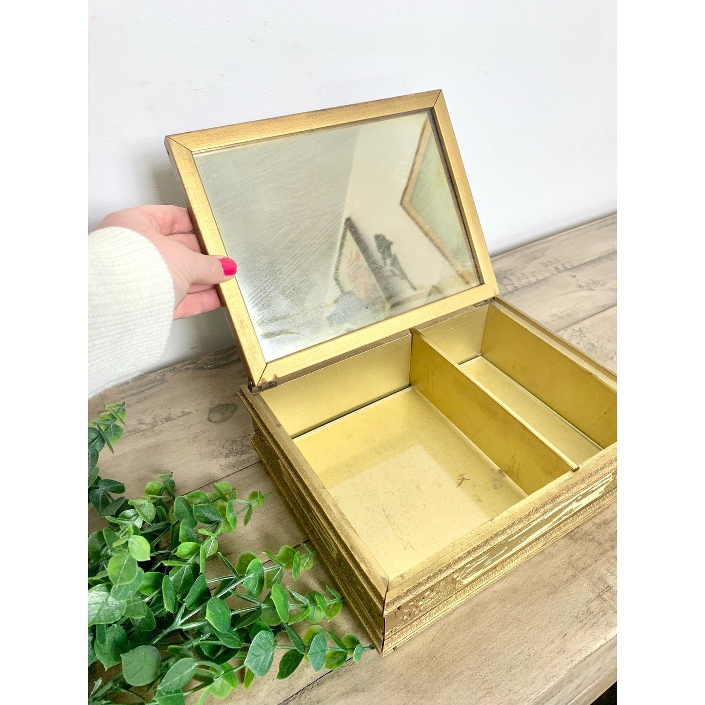 Vintage Victorian Style Parlor Box Gilded Courting Couple Trinket Romantic Jewelry Box