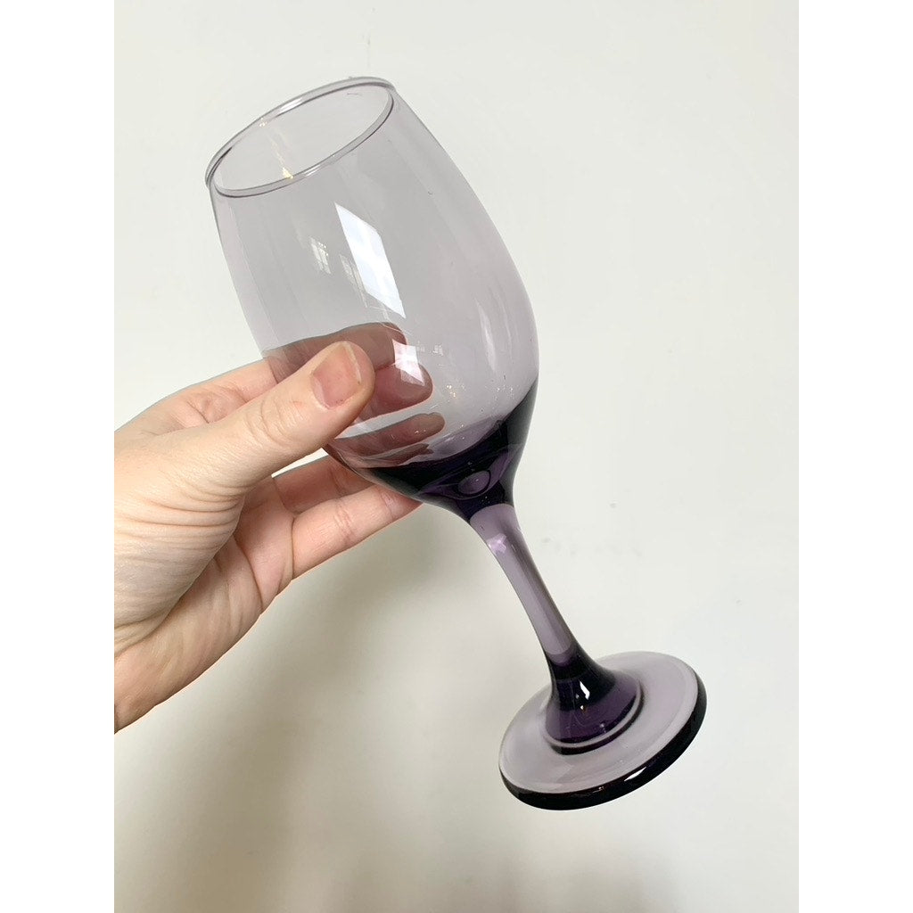 Vintage Amethyst Purple Wine Glasses Set of 4 Mid Century Stemware Bar Feminine
