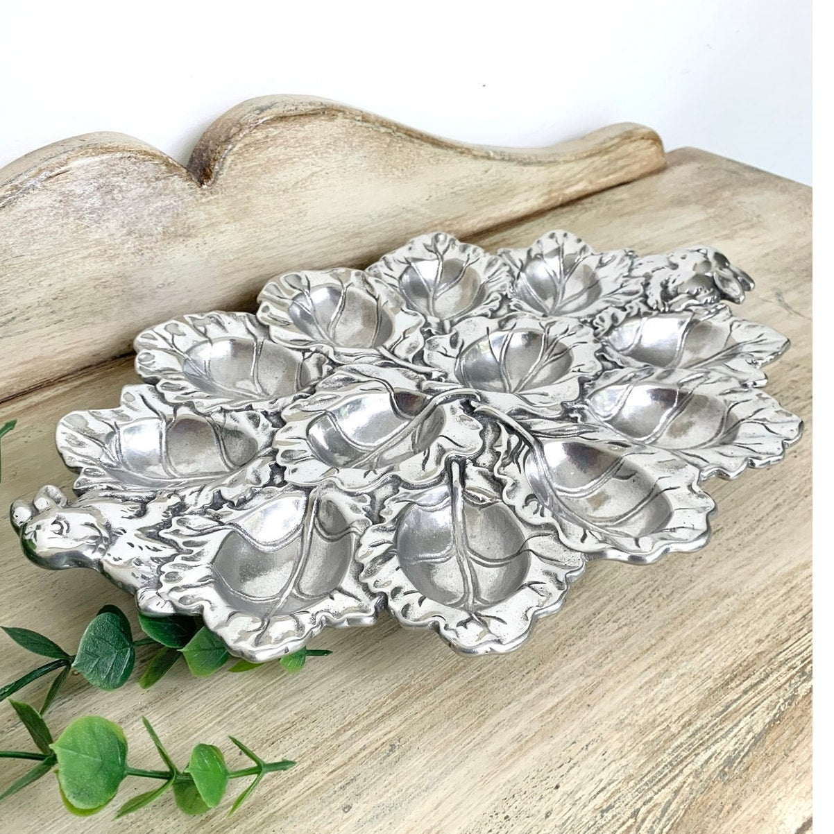 Vintage Arthur Court Deviled Egg Tray Bunny Cabbage Platter Server