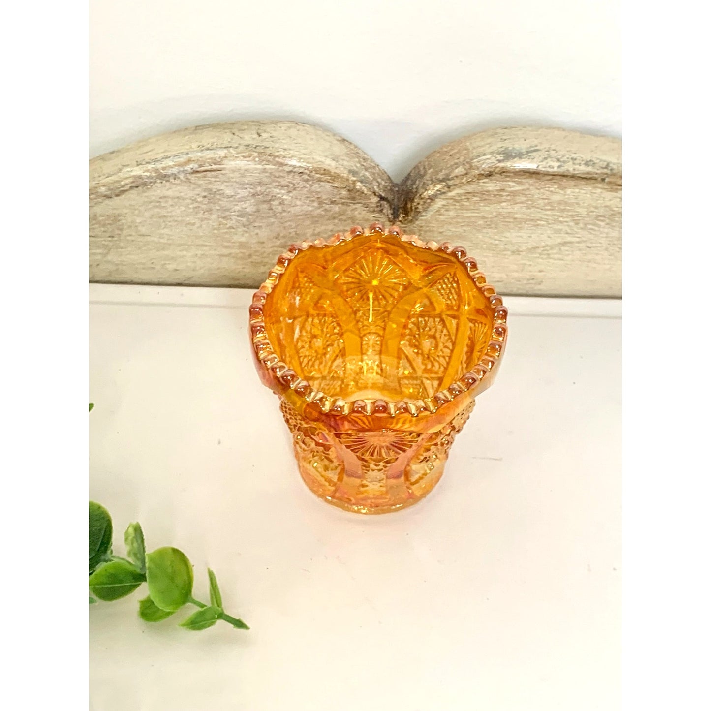 Vintage Imperial Glass Marigold Carnival Glass Toothpick Holder Iridescent Votive