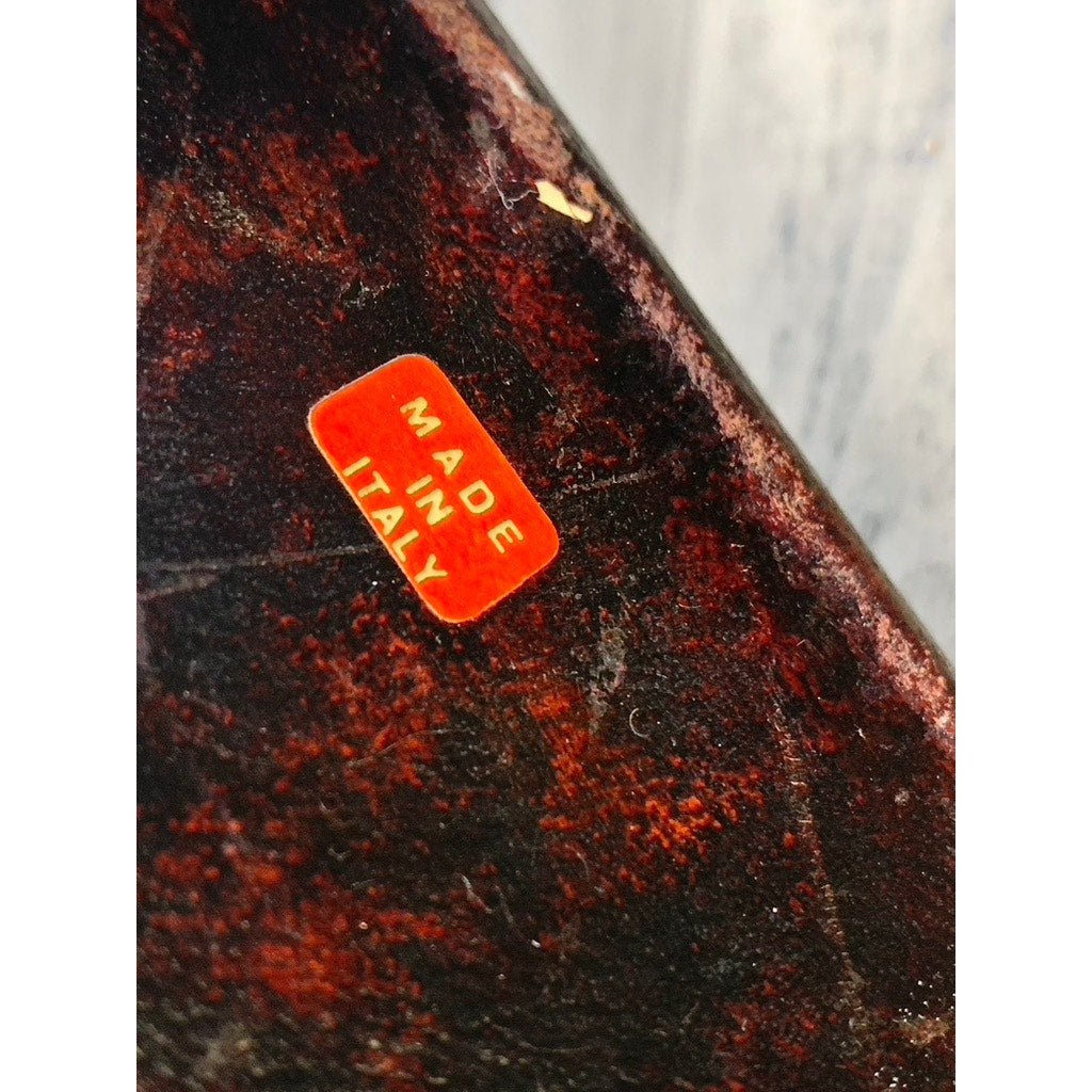 Vintage Italian Leather Wrapped Square Decanter with Ball Stopper Old Money MCM