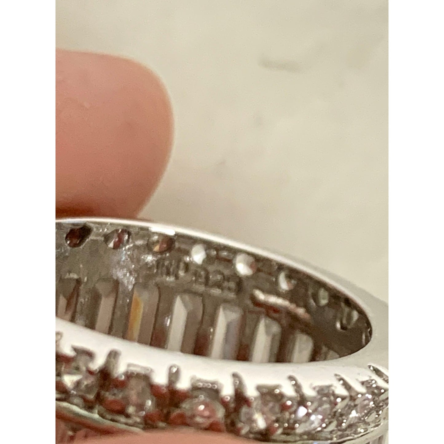 Vintage Sterling Silver Wide Band CZ Eternity Ring Size 8.25 RP 925 Classic Glam