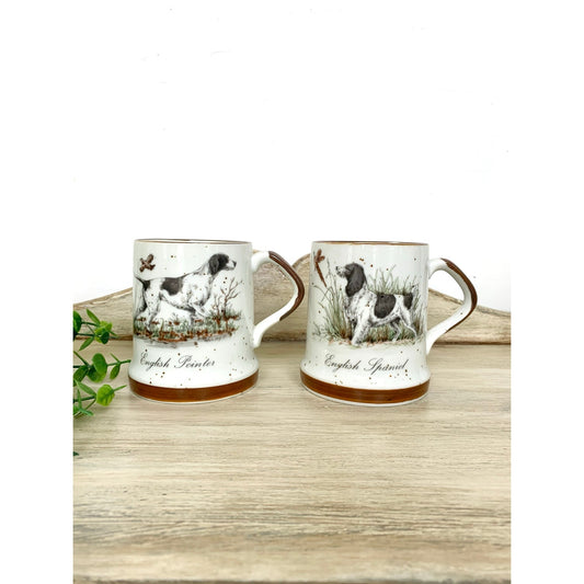 Vintage Hunting Dog Coffee Mug Set English Pointer English Spaniel Old Money Cottagecore