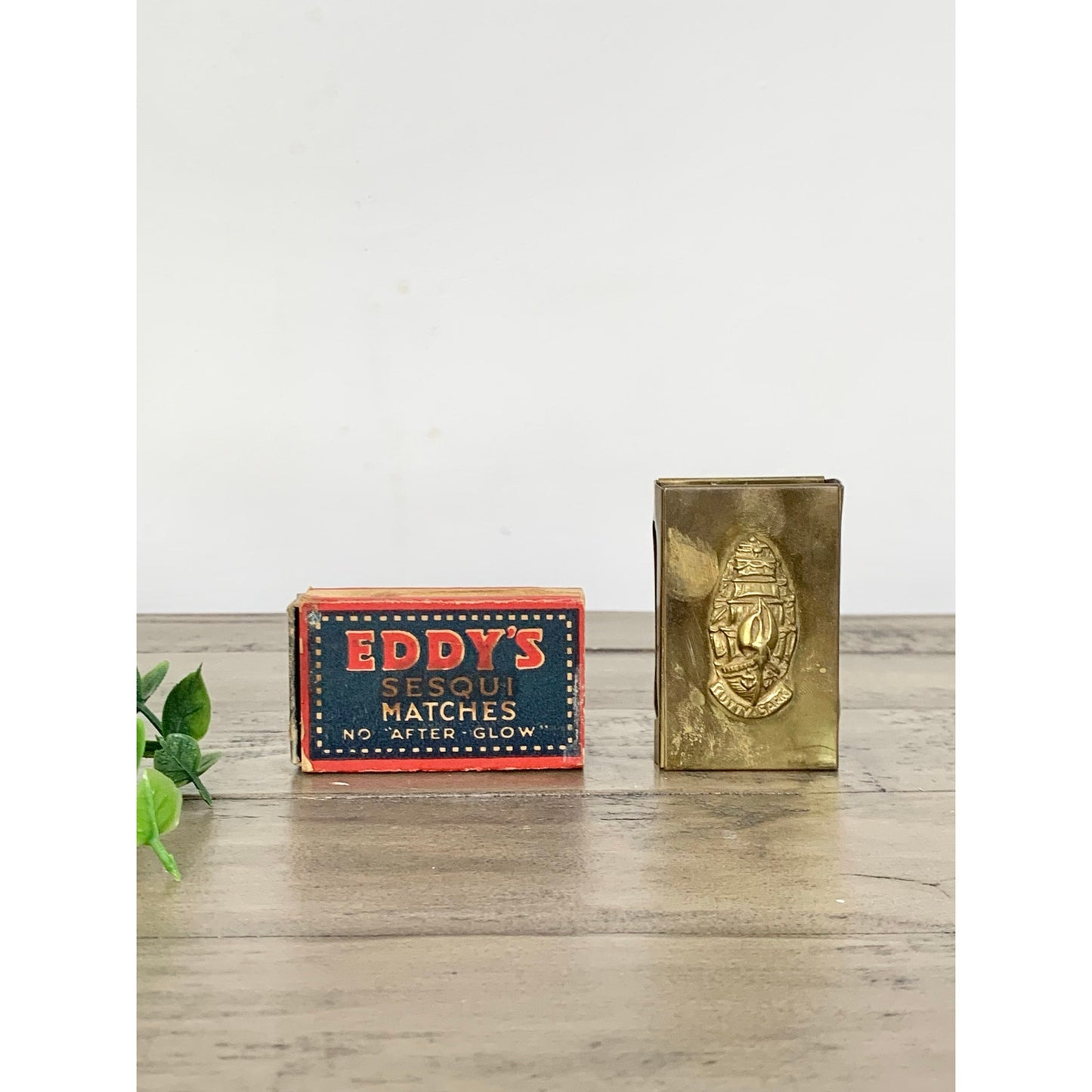 Vintage Brass Match Holder with Cutty Sark Emblem Nautical Maritime Match Cover