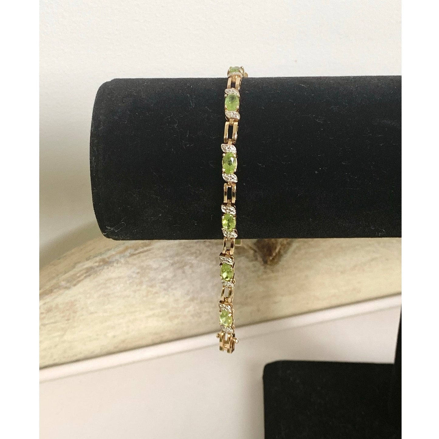 Vintage Ross Simons Peridot Tennis Bracelet Sterling Silver Gold Vermeil Elegant
